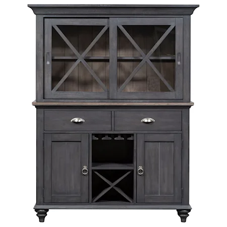 Cottage Style Hutch and Buffet with Touch Lighting
